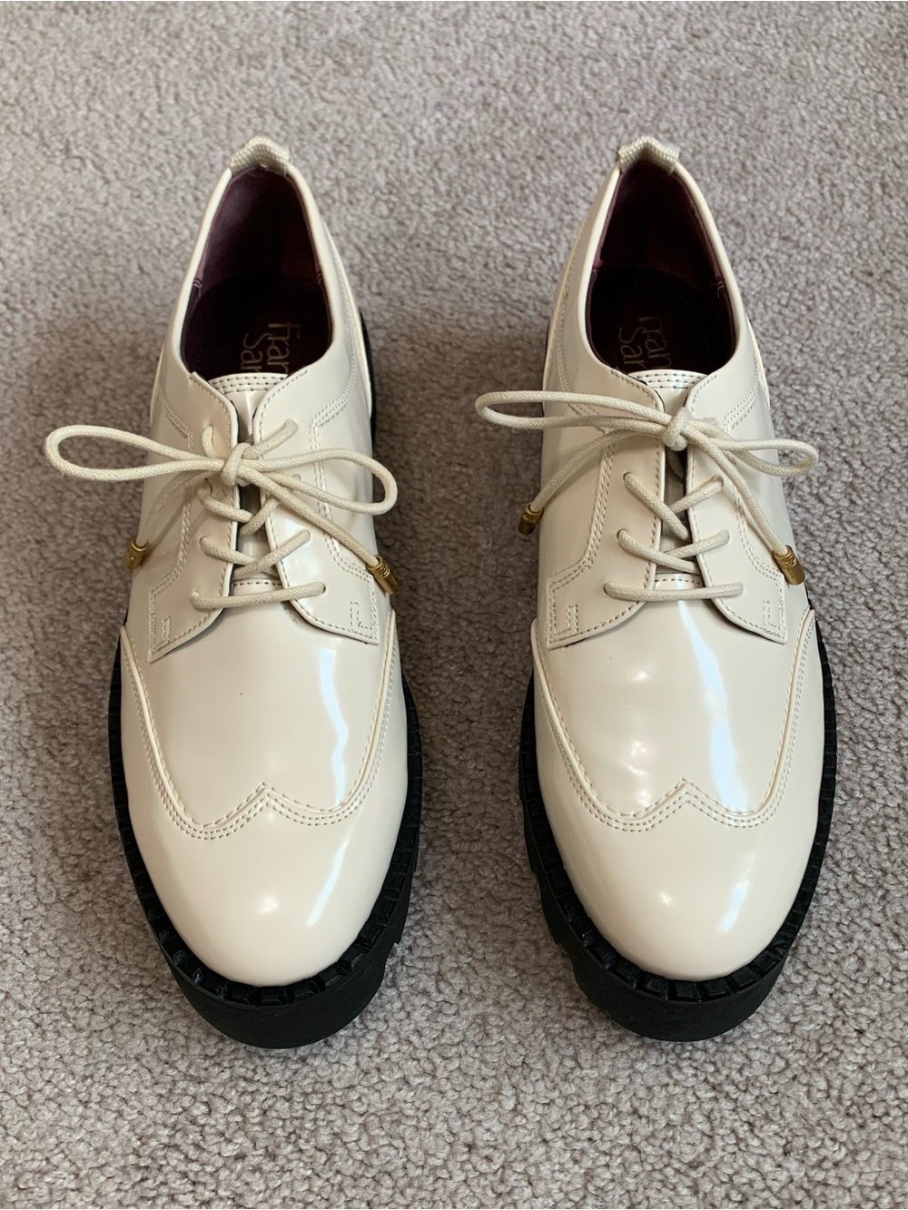 Franco Sarto Balin Wingtip Chunky Oxford Vanilla White Women’s Size 8.5